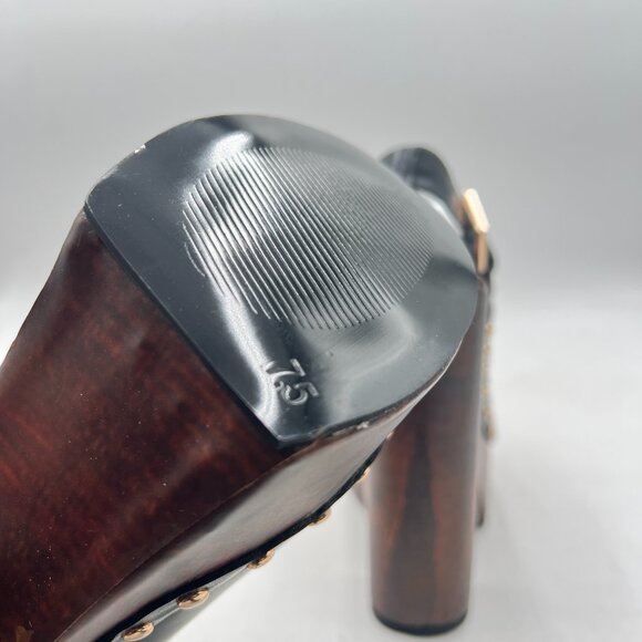 Wo Wagas Black Chic Closed Toe Studded Clog Platform Slingback Buckle Strap Shoe - Picture 6 of 8